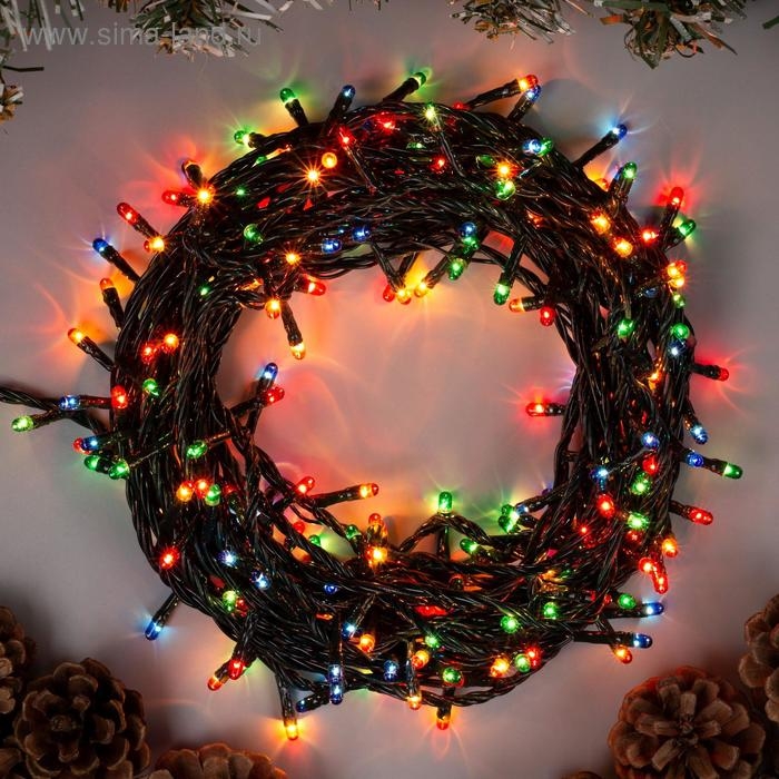 Гирлянда «Нить» 9 м, IP20, тёмная нить, 240 ламп, свечение мульти, 8 режимов, 220 В Гирлянда «Нить» 9 м, IP20, тёмная нить, 240 ламп, свечение мульти, 8 режимов, 220 В