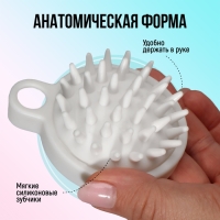 Щётка - массажёр для мытья головы, 8,5 × 6,8 × 3,6 см, цвет белый Щётка - массажёр для мытья головы, 8,5 × 6,8 × 3,6 см, цвет белый