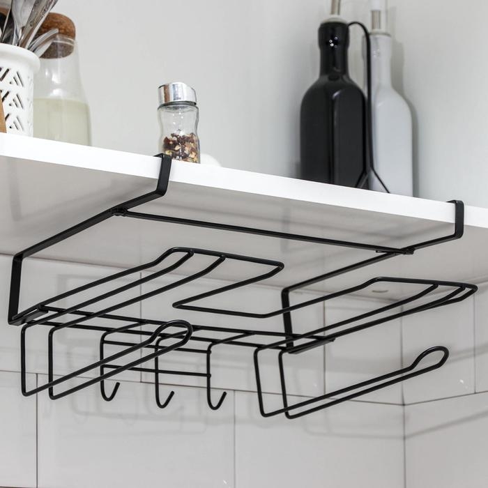 Держатель для кухонных принадлежностей подвесной Доляна, 28,5&times;25,5&times;16 см, цвет чёрный