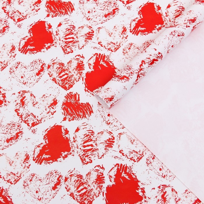 Бумага упаковочная глянцевая Бумага упаковочная глянцевая "Сердечки" , 100 х 70 см, 1 шт.