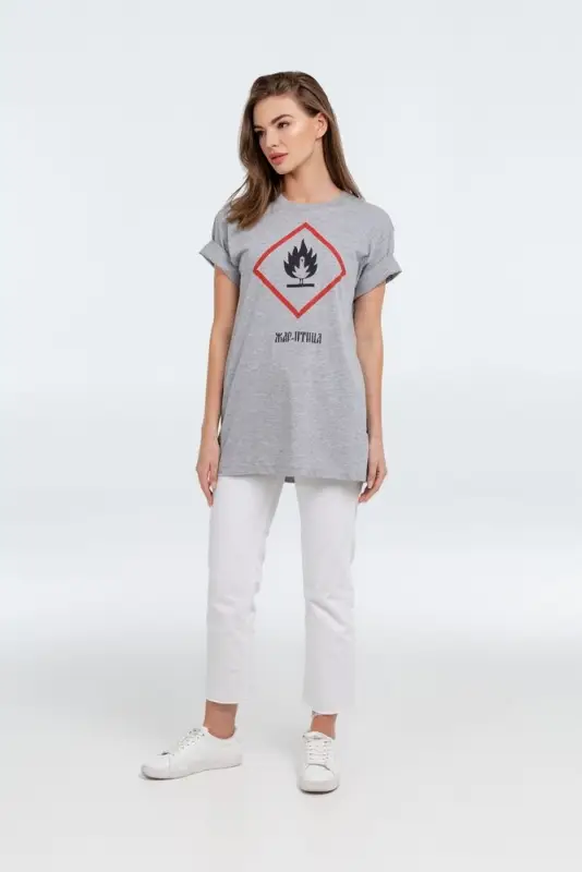 Футболка &laquo;Жар-птица&raquo;, серый меланж, размер S