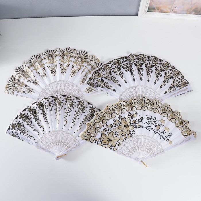 Веер пластик, текстиль Веер пластик, текстиль "Греция" МИКС 22 см