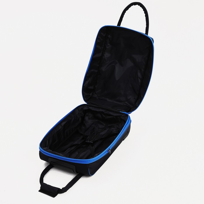 Чемодан малый 37 л (S) с сумкой, отдел на молнии, с расширением, цвет синий