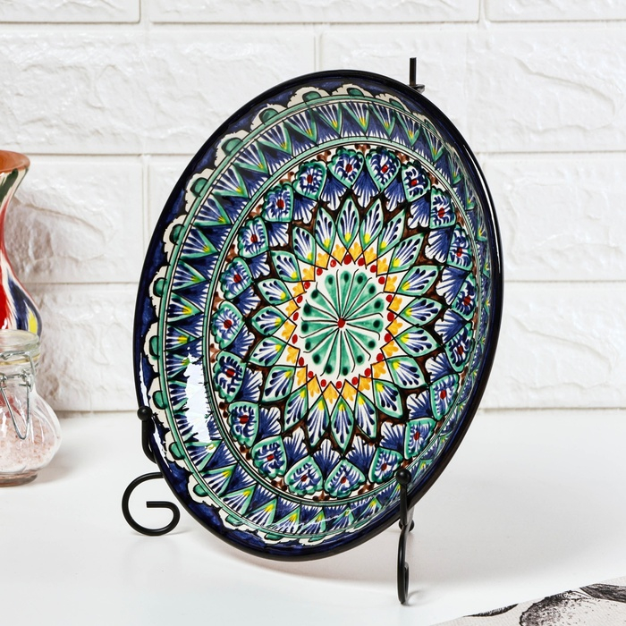 Ляган Риштанская Керамика Ляган Риштанская Керамика "Узоры", 25 см, синий, микс