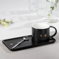 Чайная пара керамическая &laquo;Вселенная&raquo;, чашка 280 мл, блюдце 24,5&times;12&times;7,5 см, ложка, цвет чёрный