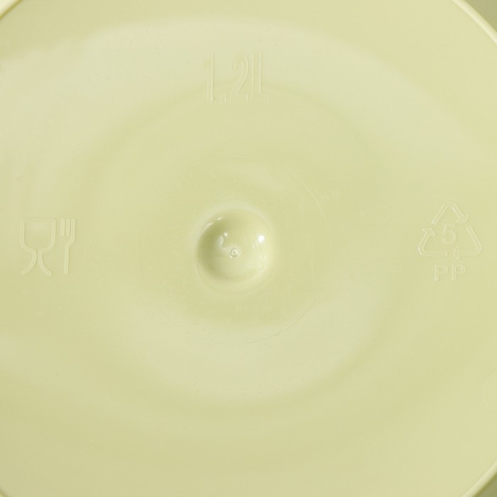 Миска с крышкой, 1,2 л, d=18 см, h=8 см, с декором, цвет салатовый Миска с крышкой, 1,2 л, d=18 см, h=8 см, с декором, цвет салатовый