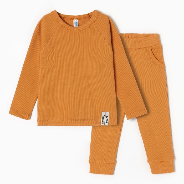 Комплект детский (лонгслив, штанишки), цвет охра, рост 92 см