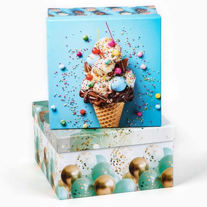 Набор коробок 10 в 1, упаковка подарочная, &laquo;Шары&raquo;, 10.2 х 10.2 х 6‒28.2 х 28.2 х 15 см