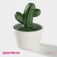 Банка для хранения сыпучих продуктов Доляна &laquo;Кактус&raquo;, 170 мл, 8&times;8&times;12 см, керамическая