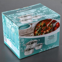 Набор кастрюль &laquo;Ника&raquo;, 3 предмета: 1,6 л, 2,2 л, 3,2 л, стеклянные крышки, капсульное дно, индукция