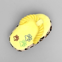 Игрушка мягкая для собак "Тапок с канатом", с пищалкой, 15 см, жёлтая Игрушка мягкая для собак "Тапок с канатом", с пищалкой, 15 см, жёлтая