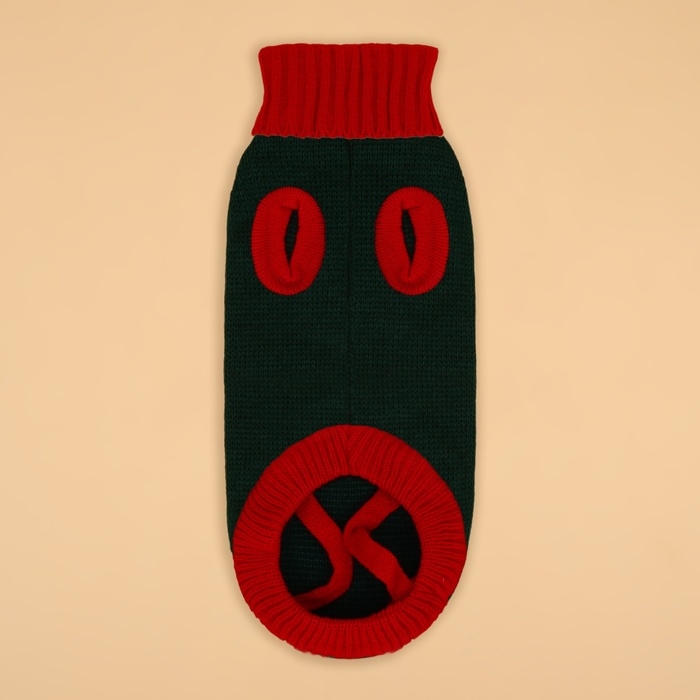 Свитер "Рога удачи", размер 2XL (ДС 45 см, ОШ 36, ОГ 35-54), зелёный