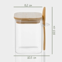 Банка стеклянная для сыпучих продуктов с бамбуковой крышкой и ложкой BellaTenero «Эко», 450 мл, 10,5×8,2×10,5 см Банка стеклянная для сыпучих продуктов с бамбуковой крышкой и ложкой BellaTenero «Эко», 450 мл, 10,5×8,2×10,5 см