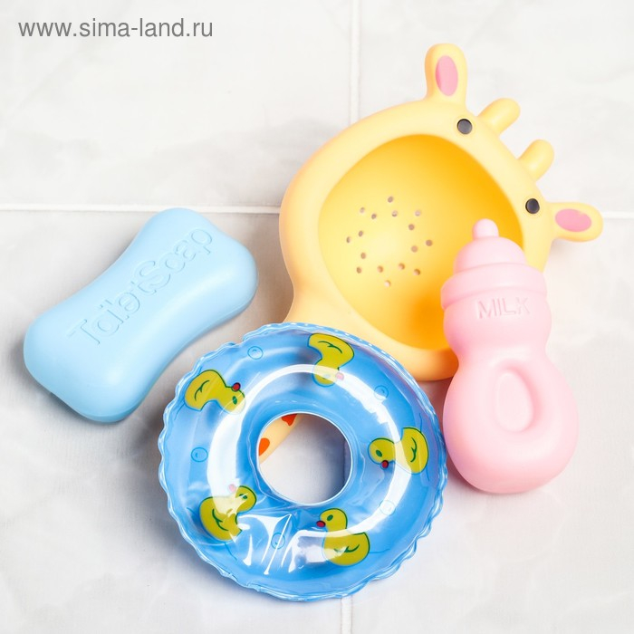Набор резиновых игрушек для ванны &laquo;Ванночка-Зоопарк&raquo;, с пищалкой, 6 шт, виды МИКС, Крошка Я