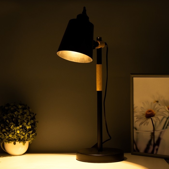 Настольная лампа "Бертон" E27 40Вт черный 17,5х17,5х54 см RISALUX