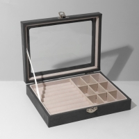 Подставка для украшений &laquo;Шкатулка&raquo;, флок, 7 полос, 20&times;15&times;5 см, цвет серо-бежевый