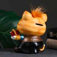 Копилка "Котик с подарком" рыжий чуб 14х12х16см Копилка "Котик с подарком" рыжий чуб 14х12х16см