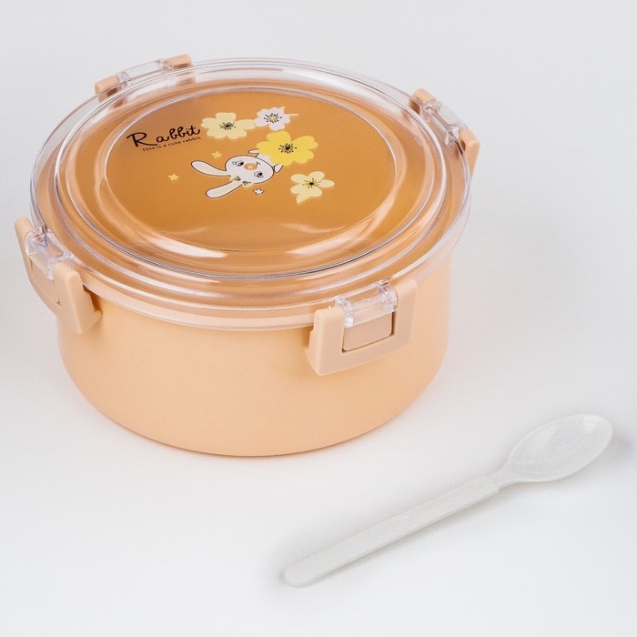 Ланч бокс с отделениями для еды, контейнер для еды "Зайка" , 1.1 л, 17,5 х 17,5 х 8 см