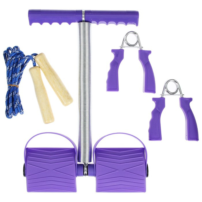 Набор &laquo;Фитнес&raquo; 3 в 1: эспандер кистевой, эспандер для пресса, скакалка, цвета МИКС