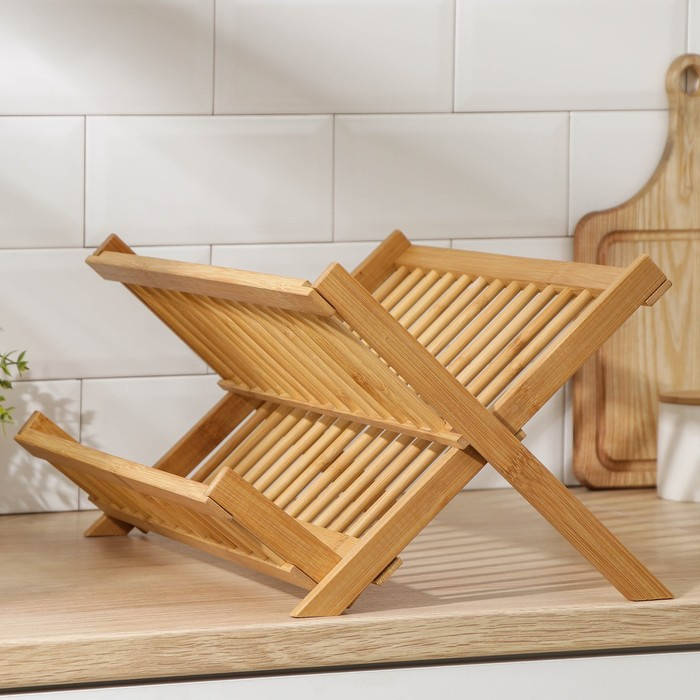 Сушилка для посуды Доляна «Бамбуковый лес», 2 яруса, 47×30 см, бамбук Сушилка для посуды Доляна «Бамбуковый лес», 2 яруса, 47×30 см, бамбук