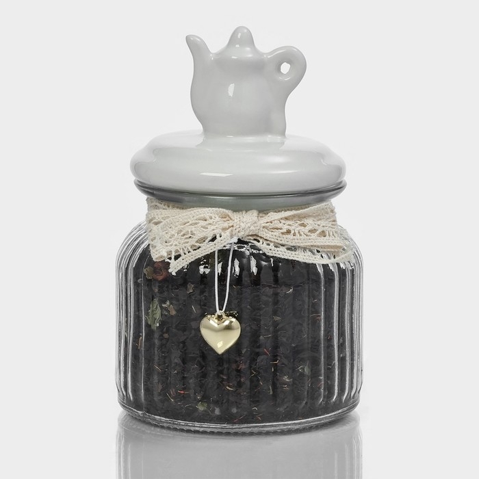 Банка стеклянная для хранения сыпучих продуктов &laquo;Чайные беседы&raquo;, 700 мл, 10,7&times;17 см, с керамической крышкой