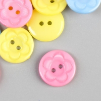 Набор пуговиц декоративных пластик "Цветочек в круге" набор 50 шт 1,8х1,8 см МИКС