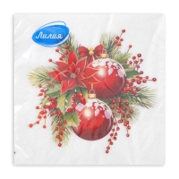 Новогодние салфетки бумажные Лилия &laquo;Новогодняя композиция&raquo;, 2 слоя, 33х33 см, 20 шт