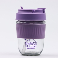 Стакан с крышкой "Думаю о тебе", 350 мл, стекло Стакан с крышкой "Думаю о тебе", 350 мл, стекло