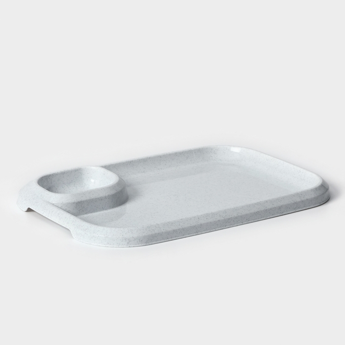 Блюдо для шашлыка с соусницей 30,3×21×2,5 см, цвет мрамор Блюдо для шашлыка с соусницей 30,3×21×2,5 см, цвет мрамор