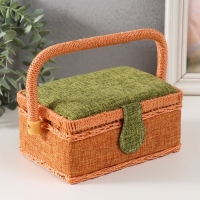 Шкатулка для рукоделия "Зелёно-оранжевая" 18х12х9,5 см Шкатулка для рукоделия "Зелёно-оранжевая" 18х12х9,5 см