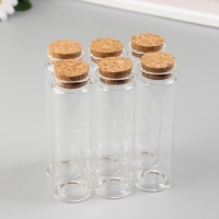 Декор для творчества стекло "Баночка с пробкой" набор 6 шт 12х3,7х3,7 см Декор для творчества стекло "Баночка с пробкой" набор 6 шт 12х3,7х3,7 см