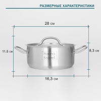 Кастрюля из нержавеющей стали Hanna Knövell, 2 л, d=18 см, h=8 см, толщина стенки 0,6 мм, металлическая крышка, индукция Кастрюля из нержавеющей стали Hanna Knövell, 2 л, d=18 см, h=8 см, толщина стенки 0,6 мм, металлическая крышка, индукция
