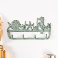 Крючки декоративные чугун "Подводный мир" зелёная патина 15х29х3 см Крючки декоративные чугун "Подводный мир" зелёная патина 15х29х3 см