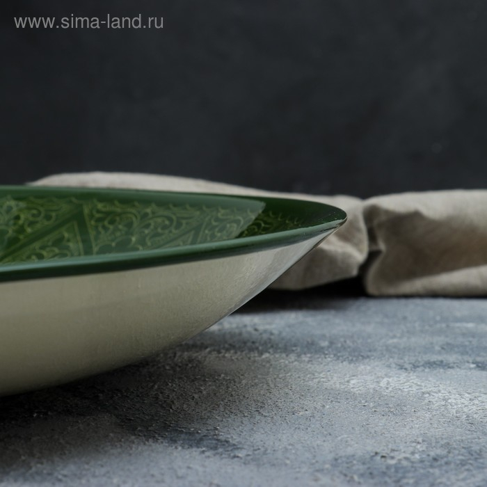 Ляган Риштанская Керамика Ляган Риштанская Керамика "Узоры", 41,5 см, зелёный МИКС