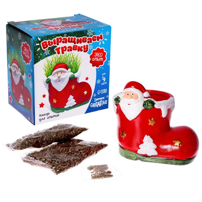 Набор для опытов «Выращиваем травку: Сапожок», с семенами Набор для опытов «Выращиваем травку: Сапожок», с семенами