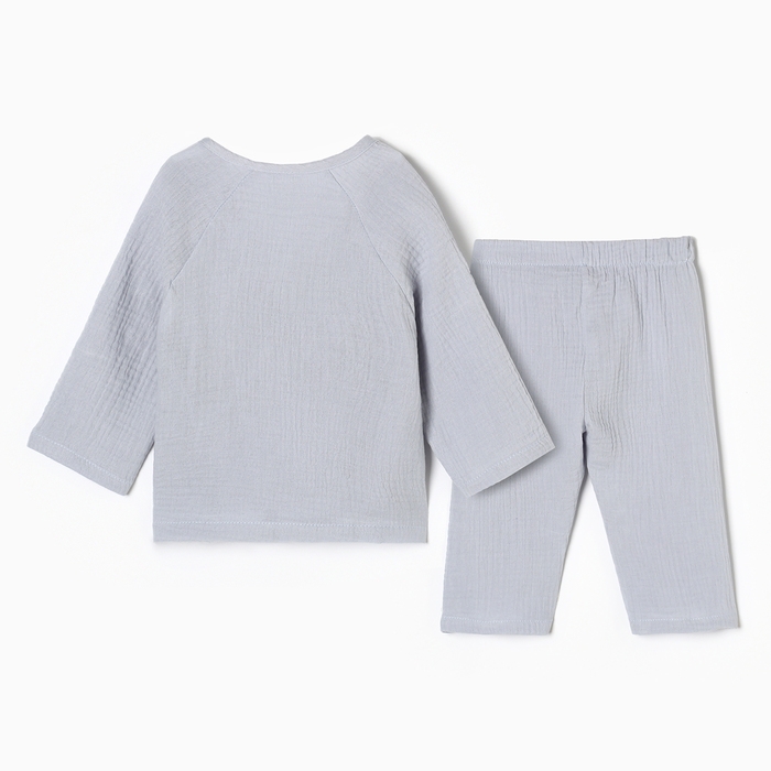 Костюм Крошка Я Муслин, 80-86, светло-серый Костюм Крошка Я Муслин, 80-86, светло-серый