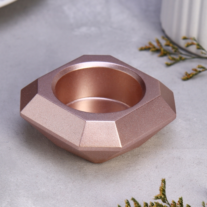 Подсвечник Подсвечник "Квадрат" из гипса со скошенными углами малый,9х3,5см,шампань