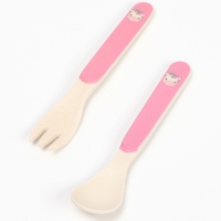 Набор бамбуковой посуды &laquo;Единорог&raquo;, тарелка, миска, стакан, приборы, 5 предметов