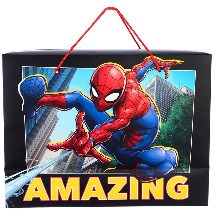 Пакет-коробка, 40 х 30 х 15 см "Amazing", упаковка, Человек-паук