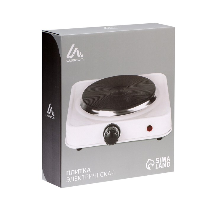 Плитка электрическая Luazon LHP-001, 1 конфорка, 1000 Вт, нагреватель спираль, белая
