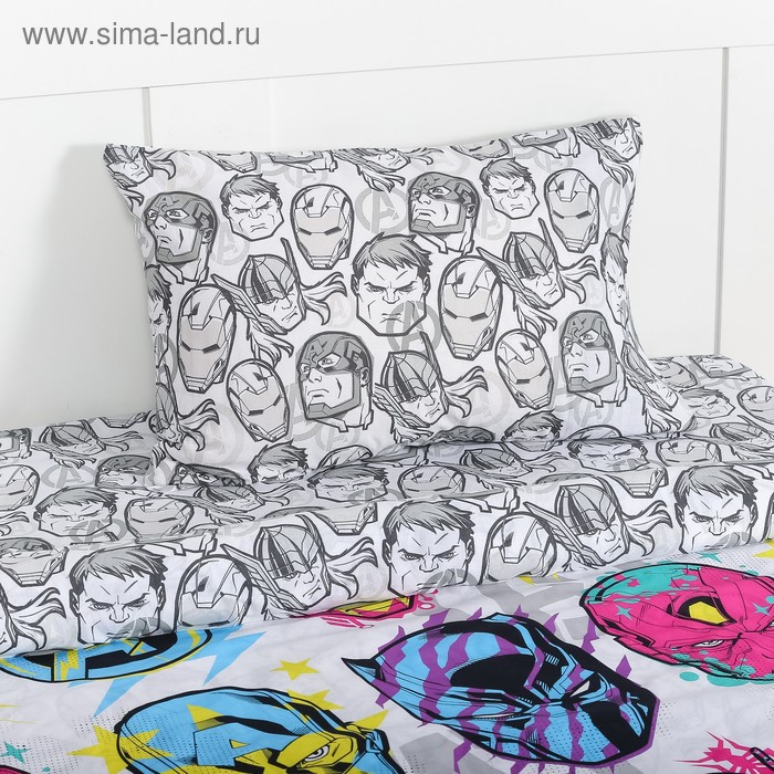 Постельное бельё 1,5 сп &laquo;Мстители&raquo; 143х215 см, 150х214 см, 50х70 см -1 шт, поплин
