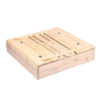 Песочница детская деревянная, с крышкой, 100 &times; 100 &times; 18 см, без покраски, лавочки (2 шт.), Greengo