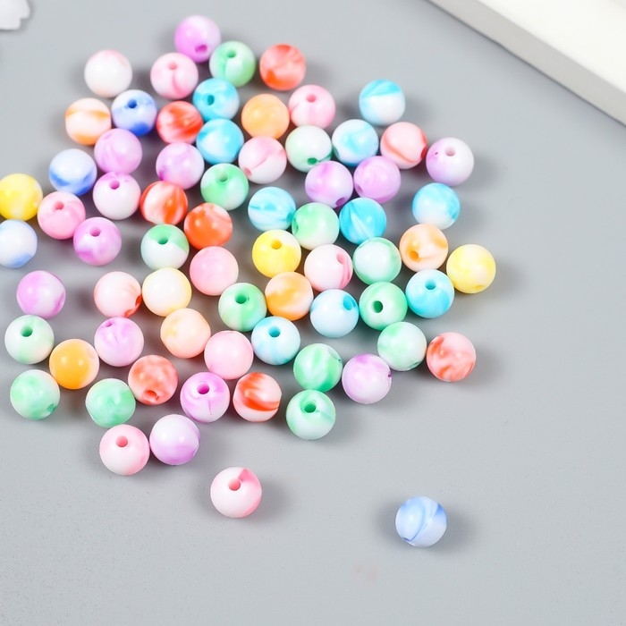 Бусины для творчества пластик "Разводы краски" цветные набор 20 гр 0,8х0,8х0,8 см