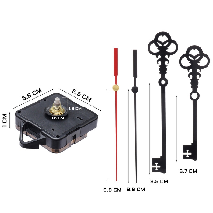 Часовой механизм «Соломон-44. Ключик», плавный ход, шток 16 мм, стрелки 67/95/99 мм Часовой механизм «Соломон-44. Ключик», плавный ход, шток 16 мм, стрелки 67/95/99 мм