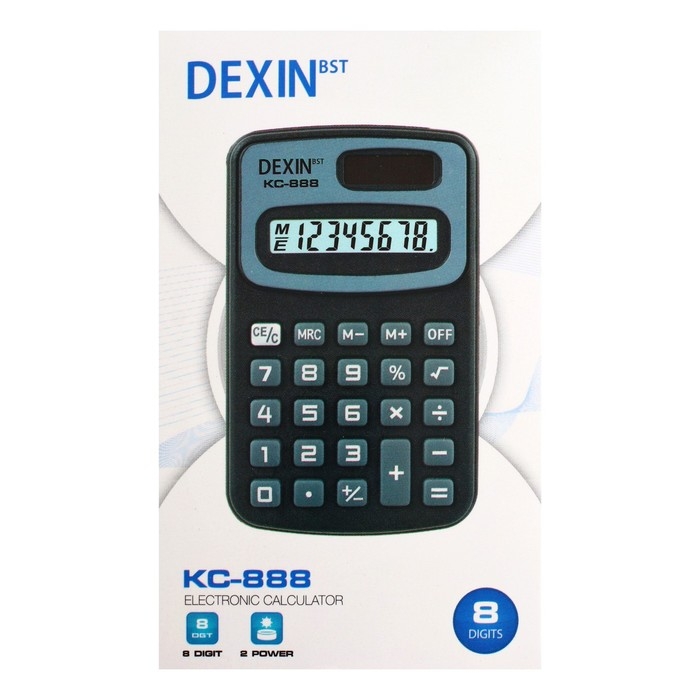 Калькулятор карманный с чехлом 8 - разрядный, KC - 888, работает от батарейки (таблетка Ag 10)