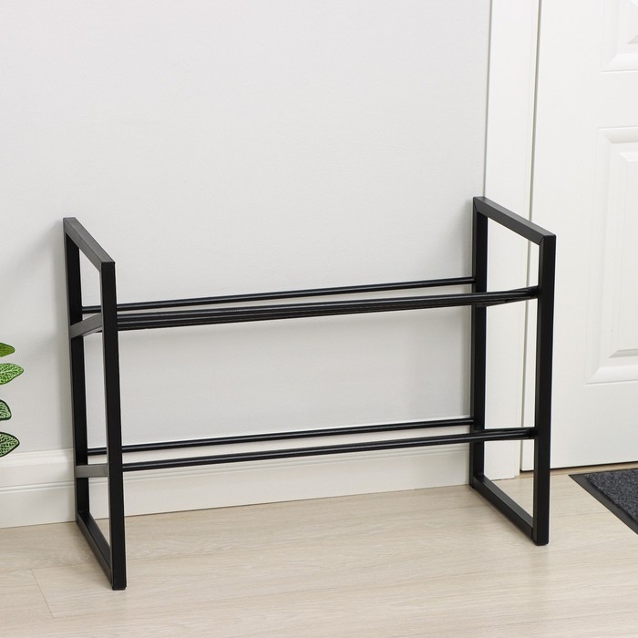 Полка для обуви &laquo;Авангард&raquo;, 2 яруса, 70,5&times;30,5&times;50,5 см, цвет чёрный