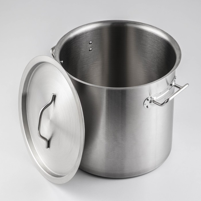 Кастрюля из нержавеющей стали Hanna Kn&ouml;vell HoReCa, 15 л, толщина 0,8 мм, 201 сталь, металлическая крышка