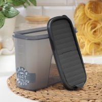 Ёмкость для сыпучих продуктов «Бест», 1,5 л, 9,5×19×14 см, прозрачный, крышка серая Ёмкость для сыпучих продуктов «Бест», 1,5 л, 9,5×19×14 см, прозрачный, крышка серая