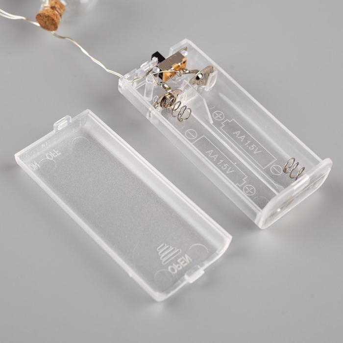 Гирлянда &laquo;Нить&raquo; 1.6 м с насадками &laquo;Шарики со снежинкой&raquo;, IP20, серебристая нить, 15 LED, батарейки ААх2 (нет в комплекте), свечение белое