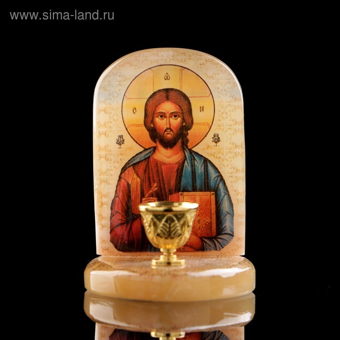 Икона «Иисус Господь Вседержитель», с подсвечником, селенит Икона «Иисус Господь Вседержитель», с подсвечником, селенит